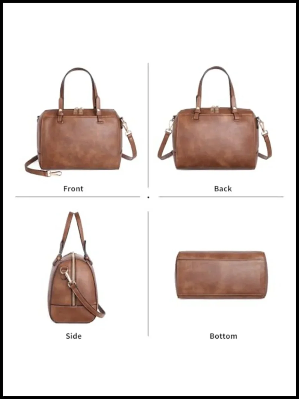 Vegan Leather Satchel Bag Women Top Handle Shoulder Purse